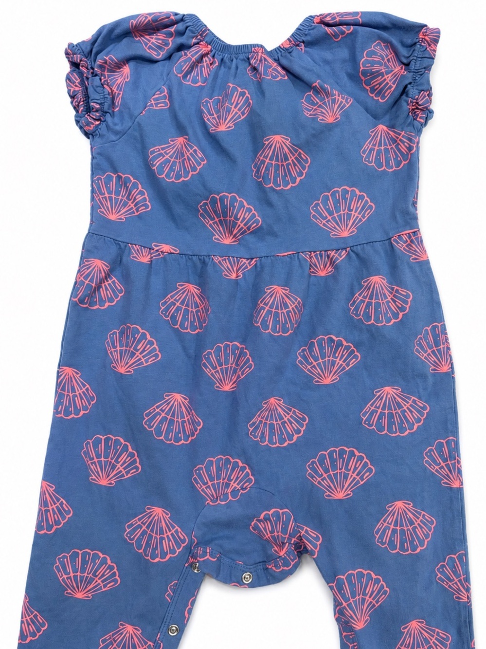 Tea Collection Seashell Romper  Blue Pink 100% Cotton Coastal Beach 18-24 Months - Picture 5 of 6